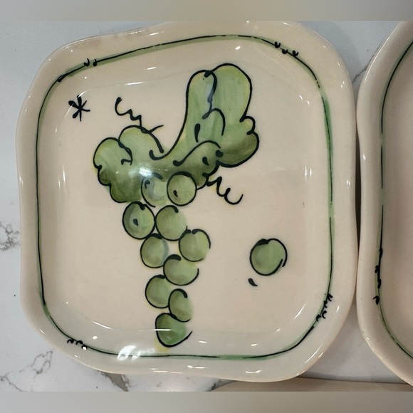 Julia Junkin plate set x3 dessert, side, grape design fruit - Picture 2 of 5